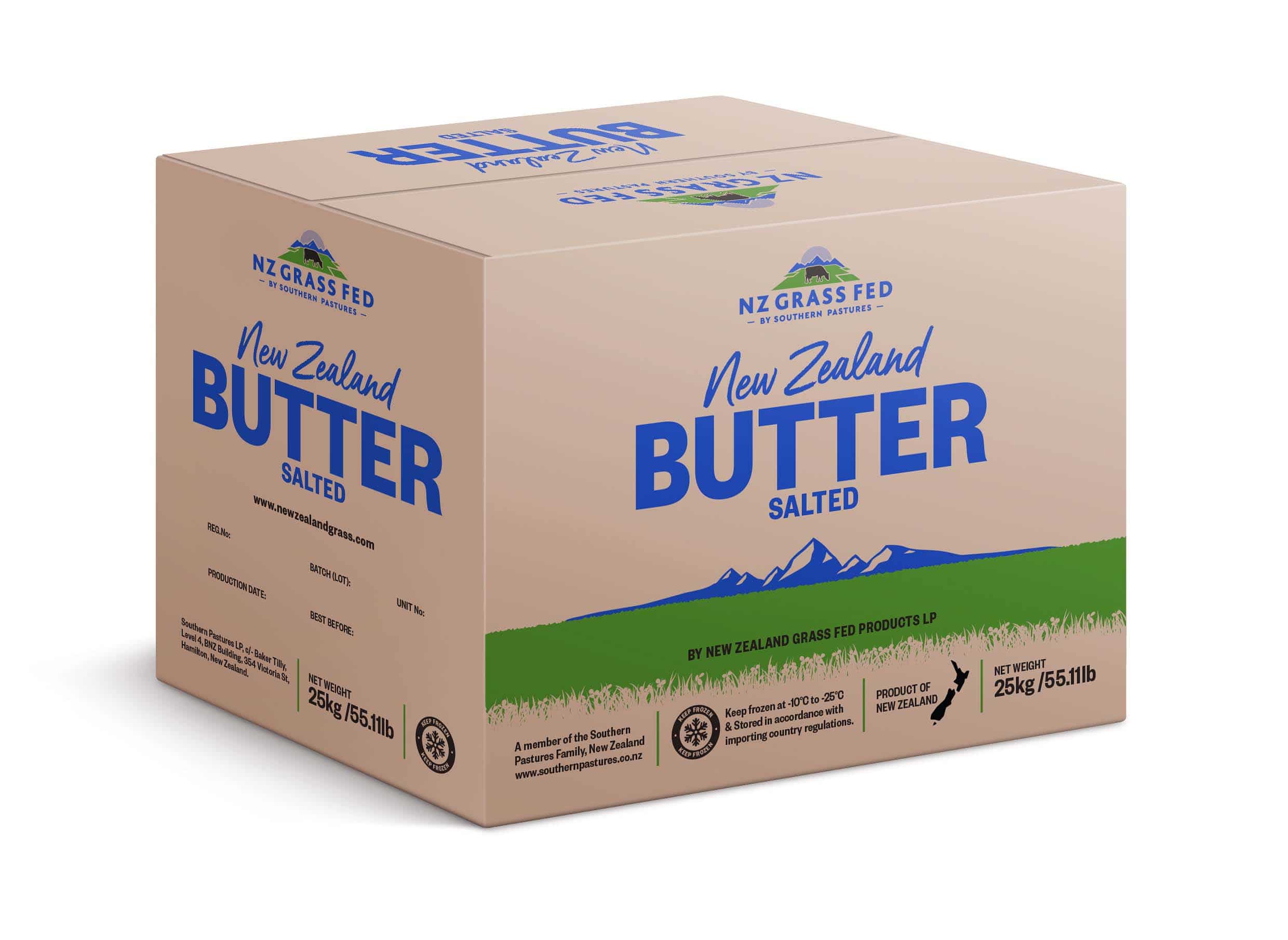 NZ Grass Fed Butter Salted 25kg Box