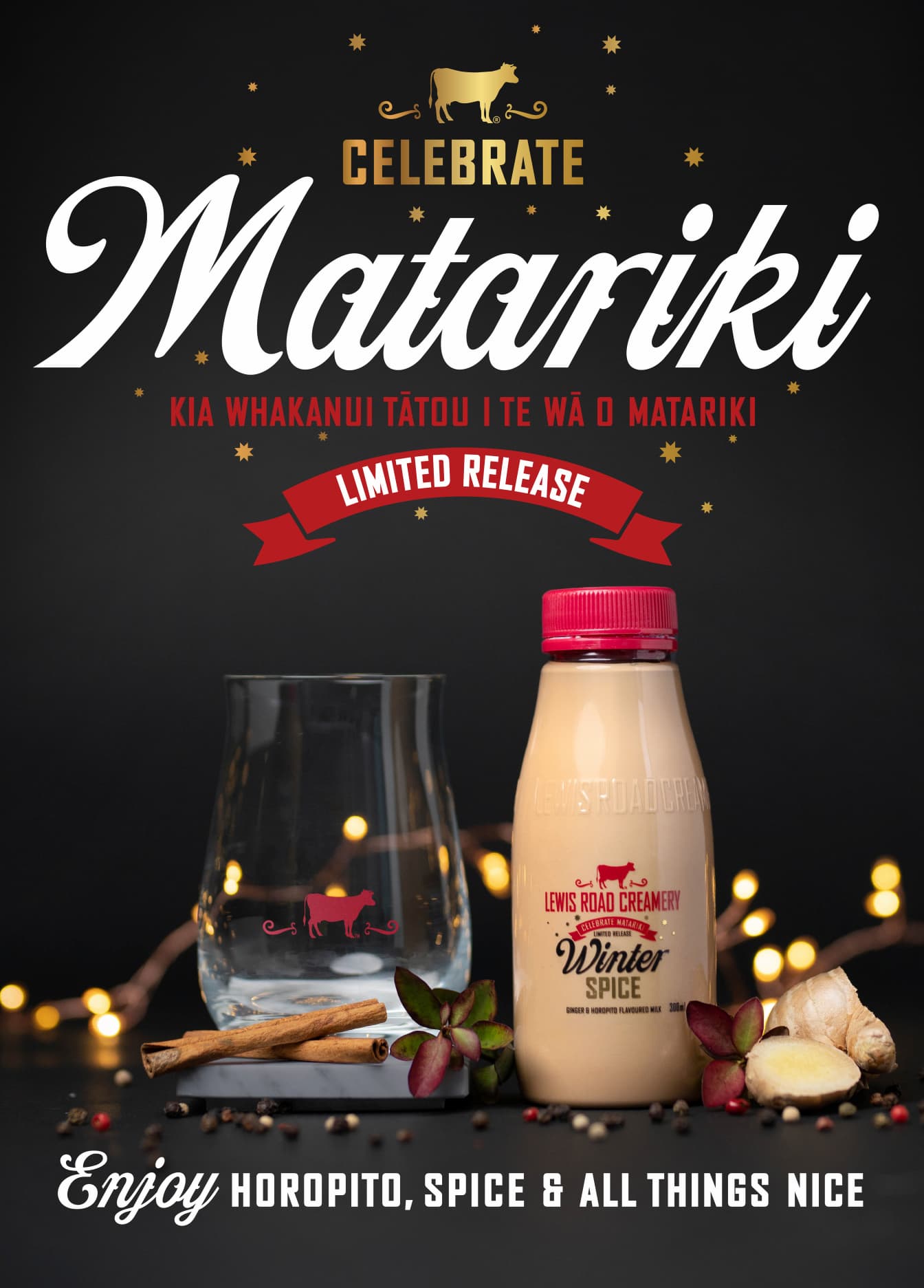 Winter Spice Milk Billboard 1344x1872px V2 Lewis Road Matariki Milk with spices